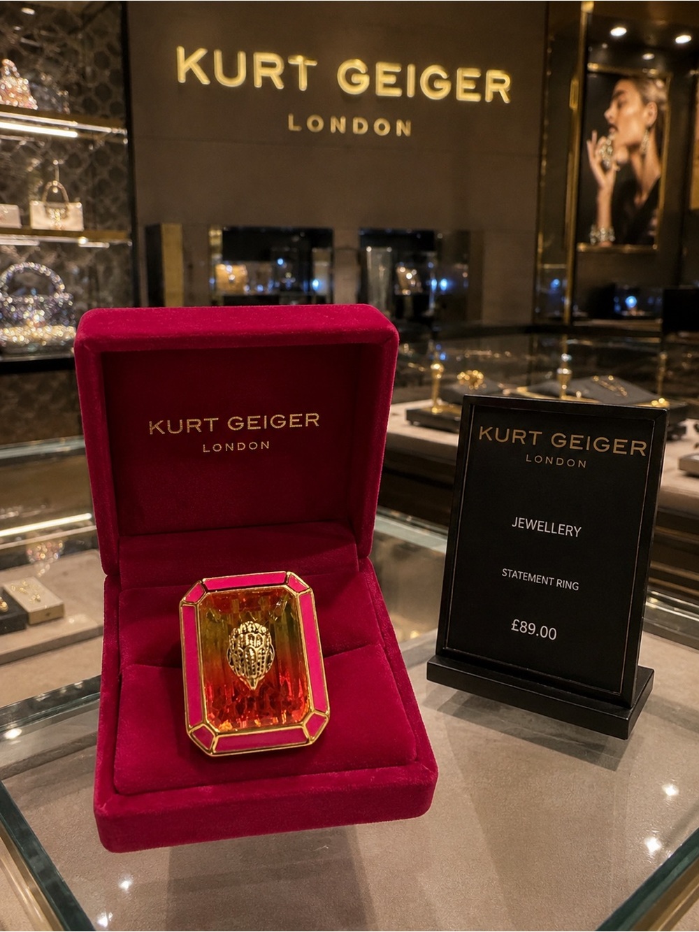 Kurt Geiger London Stone Enamel Cocktail Ring
